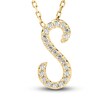 Thumbnail Image 1 of Diamond Initial S Pendant Necklace 1/10 ct tw Round 10K Yellow Gold 18"