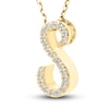 Thumbnail Image 2 of Diamond Initial S Pendant Necklace 1/10 ct tw Round 10K Yellow Gold 18"