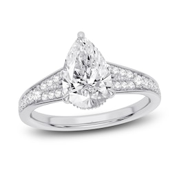 Lab-Grown Diamond Engagement Ring 2-1/3 ct tw Pear/Round 14K White Gold