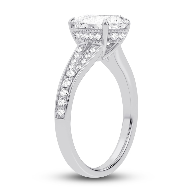Main Image 2 of Lab-Created Diamond Engagement Ring 2-1/3 ct tw Pear/Round 14K White Gold
