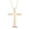 Thumbnail Image 1 of Diamond Cross Pendant Necklace 1/2 ct tw Round 10K Yellow Gold 18"
