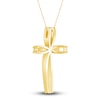 Thumbnail Image 4 of Diamond Cross Pendant Necklace 1/2 ct tw Round 10K Yellow Gold 18"