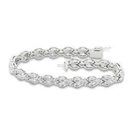 Lab-Created Diamond Bracelet 12 ct tw Pear/Marquise 14K White Gold 7.25&quot;