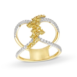 Kallati Natural Yellow Diamond Ring 3/4 ct tw Round 14K Yellow Gold