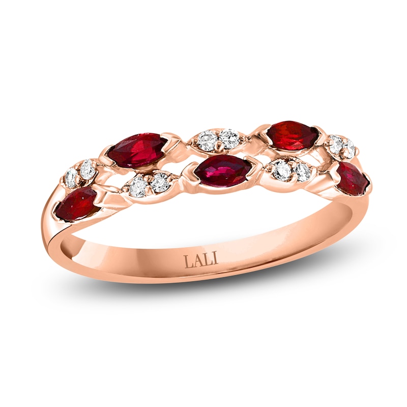 Main Image 1 of LALI Jewels Natural Ruby Anniversary Band 1/15 ct t Diamonds 14K Rose Gold
