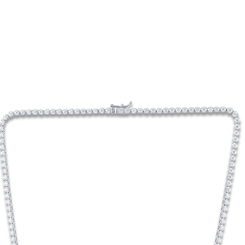 Main Image 3 of Graduated Diamond Tennis Necklace 3 ct tw Round 14K White Gold 18"