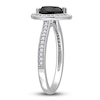 Thumbnail Image 2 of Black & White Diamond Halo Engagement Ring 1-1/4 ct tw Pear/Round 14K White Gold