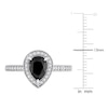 Thumbnail Image 4 of Black & White Diamond Halo Engagement Ring 1-1/4 ct tw Pear/Round 14K White Gold