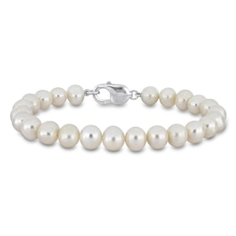 Men's Freshwater Cultured Pearl Bracelet Sterling Silver 9"