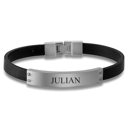 Men's Engavable Titanium and Rubber ID Bracelet (2 Lines)