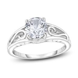 Diamond Solitaire Scroll Engagement Ring 1/4 ct tw Round 14K White Gold (I2/I)