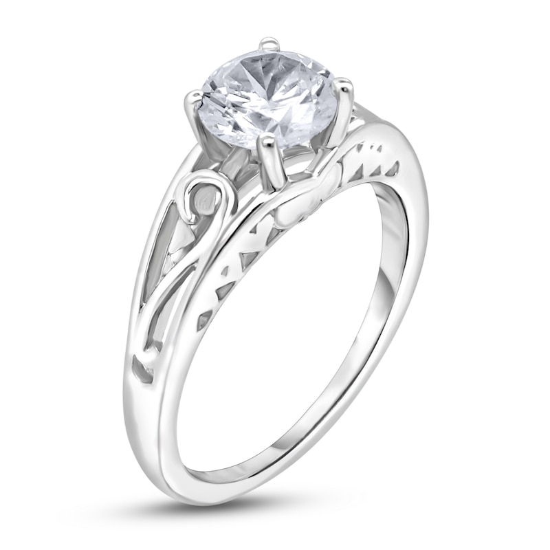 Main Image 2 of Diamond Solitaire Scroll Engagement Ring 1/4 ct tw Round 14K White Gold (I2/I)