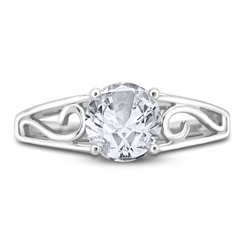 Main Image 3 of Diamond Solitaire Scroll Engagement Ring 1/4 ct tw Round 14K White Gold (I2/I)