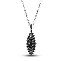 Black Diamond Pendant Necklace 2 ct tw Round 14K White Gold/Black Rhodium 18"