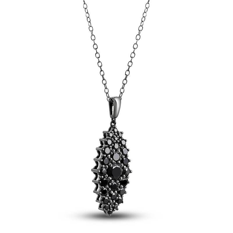 Main Image 2 of Black Diamond Pendant Necklace 2 ct tw Round 14K White Gold/Black Rhodium 18"
