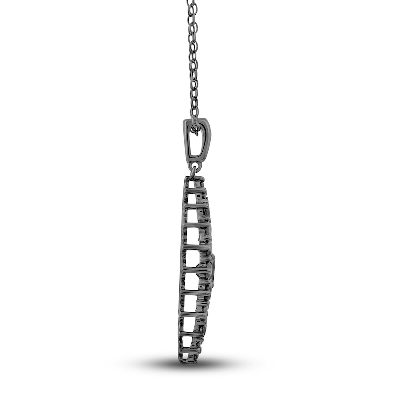Main Image 4 of Black Diamond Pendant Necklace 2 ct tw Round 14K White Gold/Black Rhodium 18"