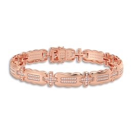 Men's Diamond Bracelet 1 ct tw Round 14K Rose Gold 8.5"