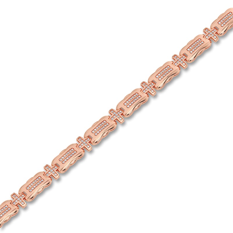 Main Image 2 of Men's Diamond Bracelet 1 ct tw Round 14K Rose Gold 8.5"