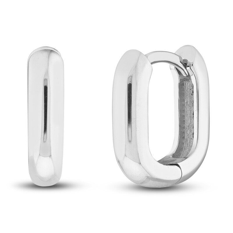 Huggie Earrings 14K White Gold 12mm