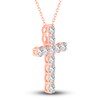 Thumbnail Image 2 of Diamond Cross Pendant Necklace 5 ct tw Round 14K Rose Gold 18"