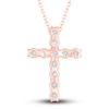 Thumbnail Image 3 of Diamond Cross Pendant Necklace 5 ct tw Round 14K Rose Gold 18"