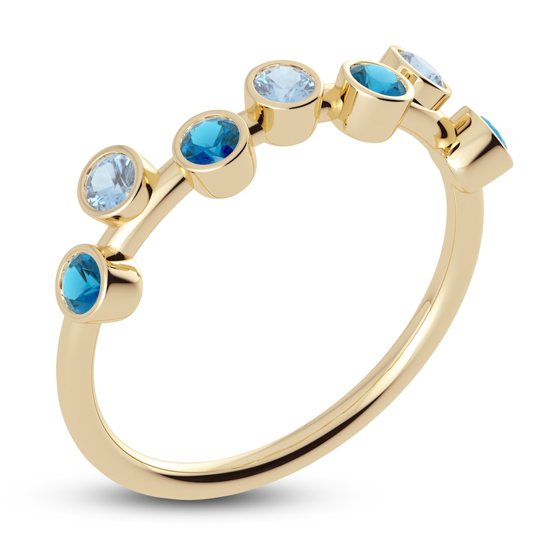 Main Image 2 of Juliette Maison Natural Blue Zircon & Natural Aquamarine Ring 10K Yellow Gold