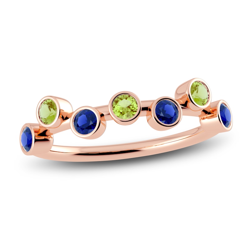 Main Image 1 of Juliette Maison Natural Peridot & Natural Blue Sapphire Ring 10K Rose Gold
