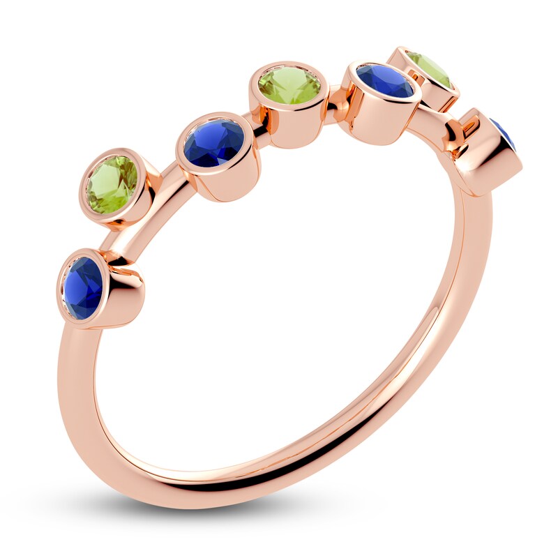Main Image 2 of Juliette Maison Natural Peridot & Natural Blue Sapphire Ring 10K Rose Gold
