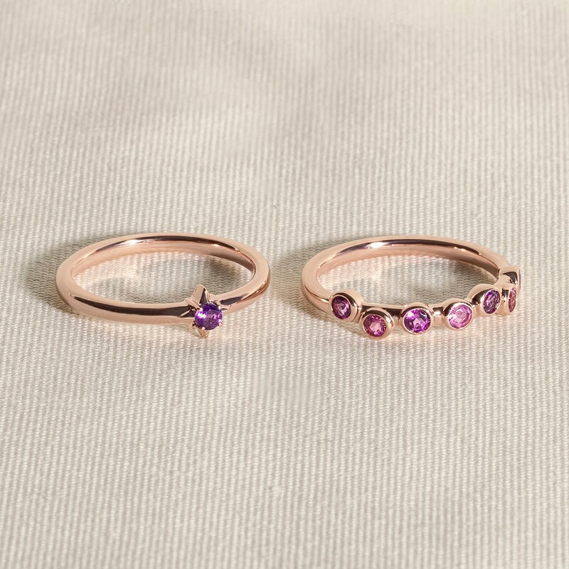 Main Image 4 of Juliette Maison Natural Peridot & Natural Blue Sapphire Ring 10K Rose Gold