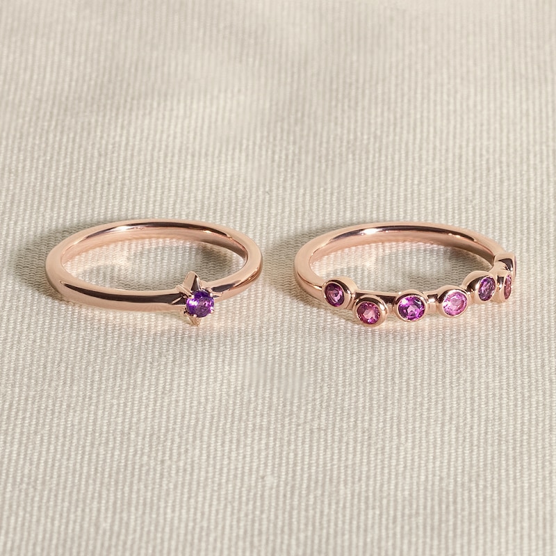 Main Image 4 of Juliette Maison Natural Blue Zircon & Natural Amethyst Ring 10K Yellow Gold