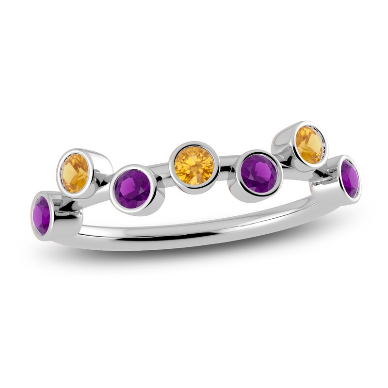 Main Image 1 of Juliette Maison Natural Citrine & Natural Amethyst Ring 10K White Gold