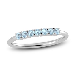 Juliette Maison Natural Aquamarine Half Eternity Ring 10K White Gold