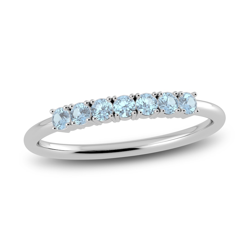 Main Image 1 of Juliette Maison Natural Aquamarine Half Eternity Ring 10K White Gold