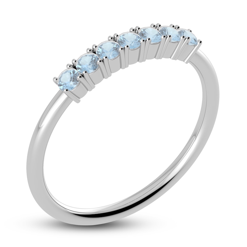Main Image 2 of Juliette Maison Natural Aquamarine Half Eternity Ring 10K White Gold
