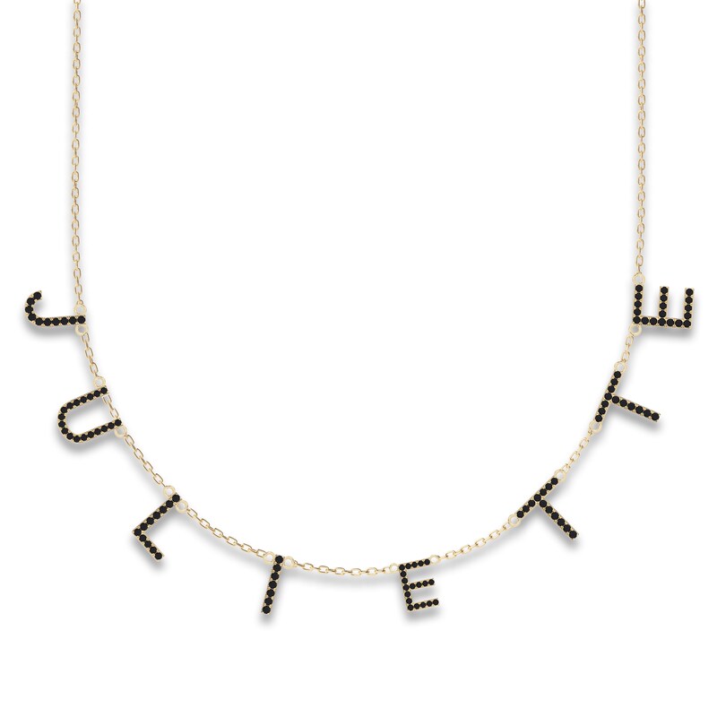 Main Image 1 of Juliette Maison Black Diamond Station Name Necklace 2-1/4 ct tw Round 10K Yellow Gold