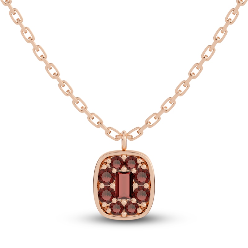 Main Image 1 of Juliette Maison Natural Garnet Pendant Necklace 10K Rose Gold
