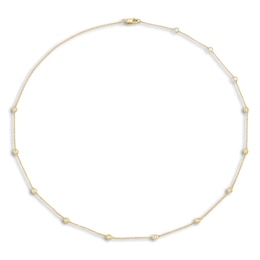 Shy Creation Diamond Station Necklace 1/5 ct tw Round 14K Yellow Gold 18" SC22003838