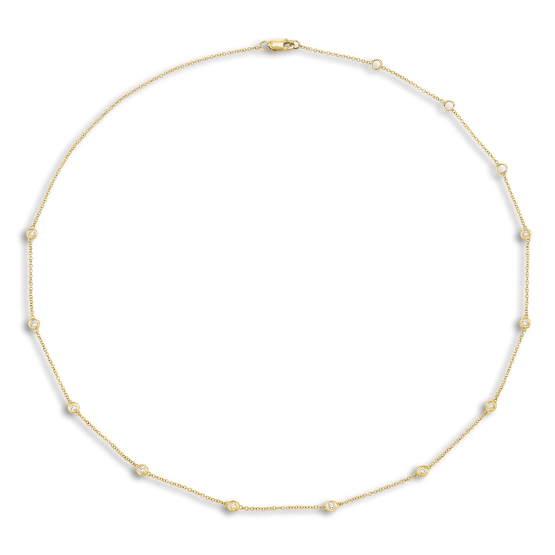 Main Image 1 of Shy Creation Diamond Station Necklace 1/5 ct tw Round 14K Yellow Gold 18" SC22003838