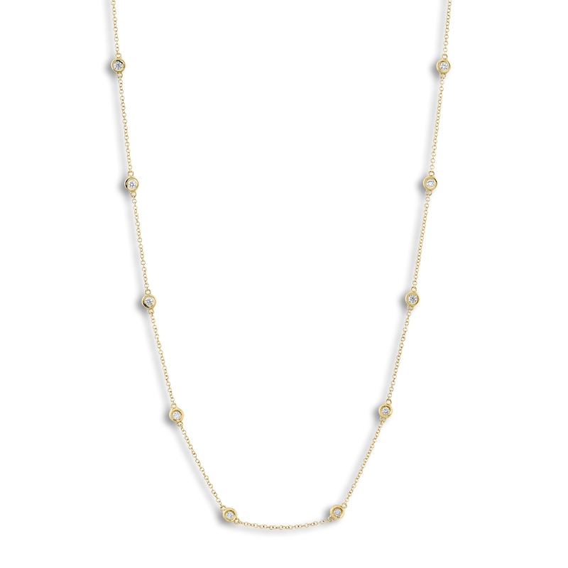 Main Image 2 of Shy Creation Diamond Station Necklace 1/5 ct tw Round 14K Yellow Gold 18" SC22003838