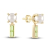 Thumbnail Image 1 of Juliette Maison Natural Peridot Baguette and Freshwater Cultured Pearl Earrings 10K Yellow Gold