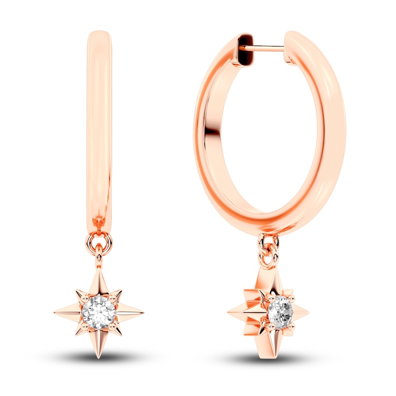 Juliette Maison Natural White Sapphire Starburst Hoops 10K Rose Gold