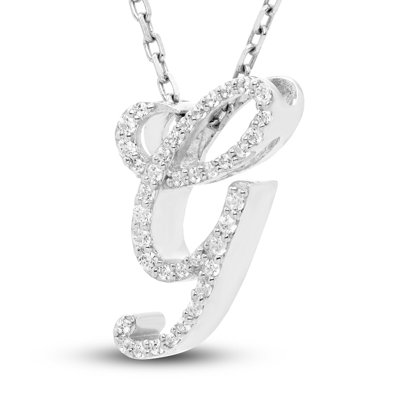 Main Image 2 of Diamond Initial G Pendant Necklace 1/10 ct tw Round 10K White Gold