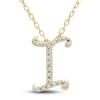 Thumbnail Image 1 of Diamond Initial I Pendant Necklace 1/10 ct tw Round 10K Yellow Gold 18"