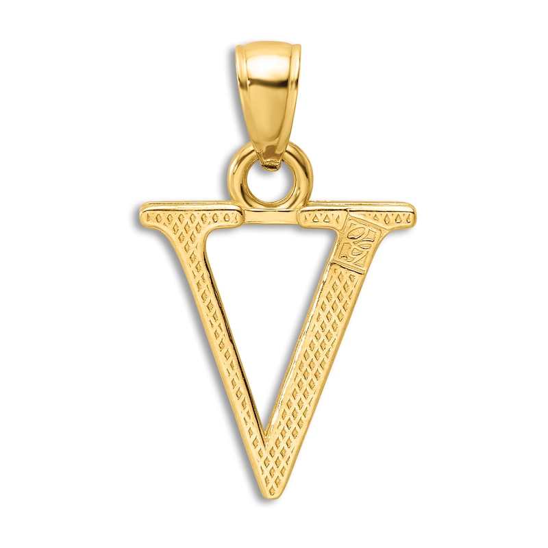 14K Yellow Gold Initial V Necklace