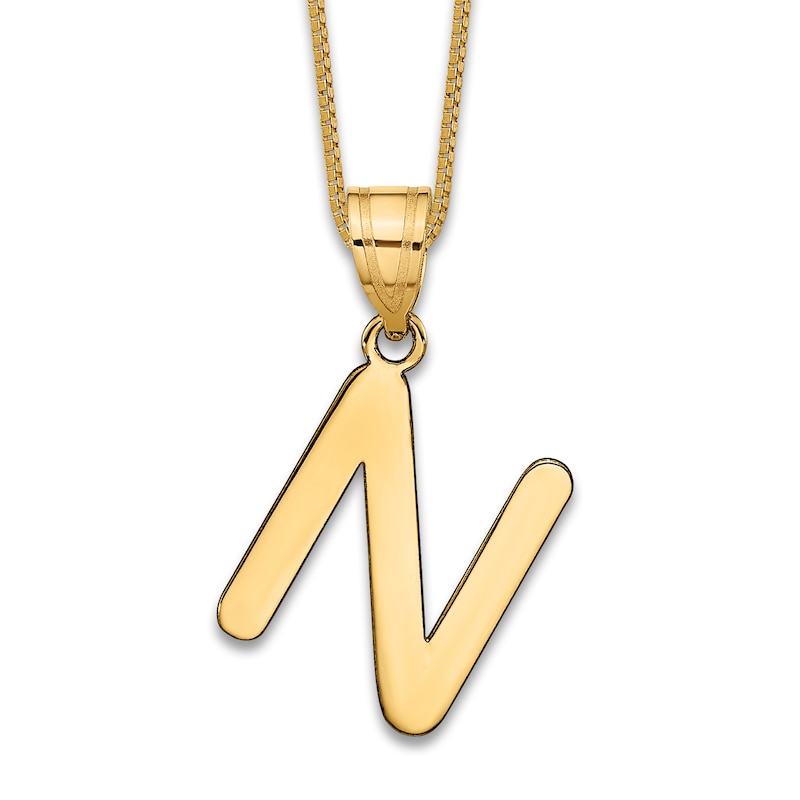 Main Image 1 of Initial N Necklace 14K Yellow Gold 18"