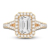 Thumbnail Image 3 of Lab-Grown Diamond Engagement Ring 2-3/4 ct tw Emerald/Round 14K Yellow Gold