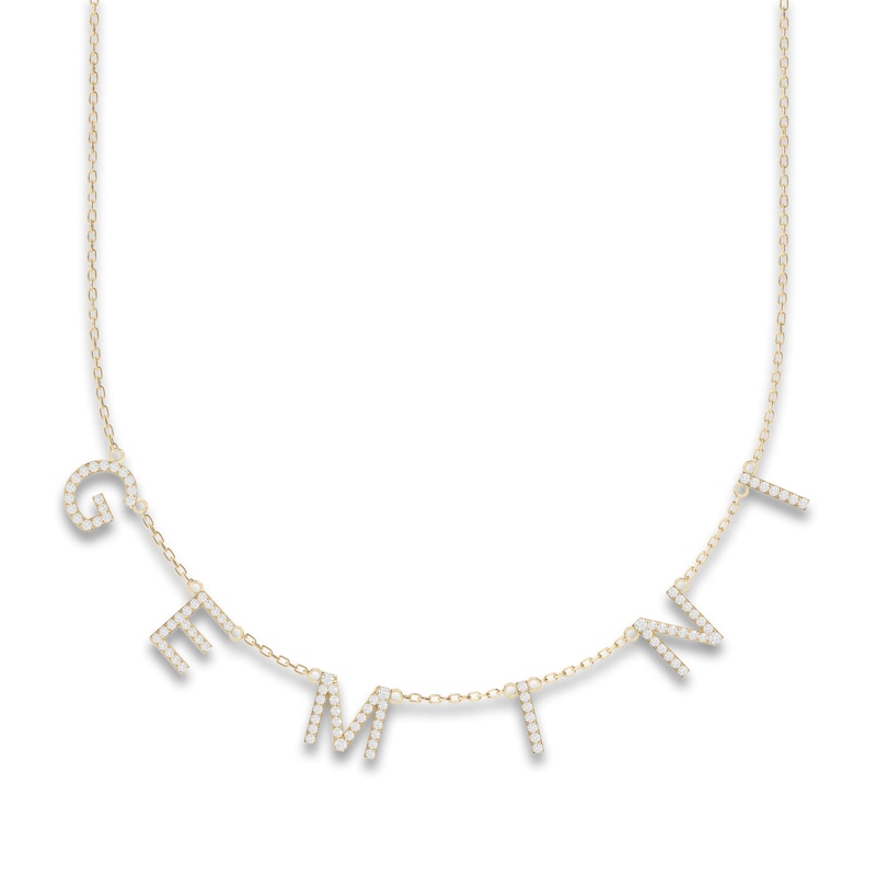 Juliette Maison Diamond Station Name Necklace 7/8 ct tw Round 10K Yellow Gold