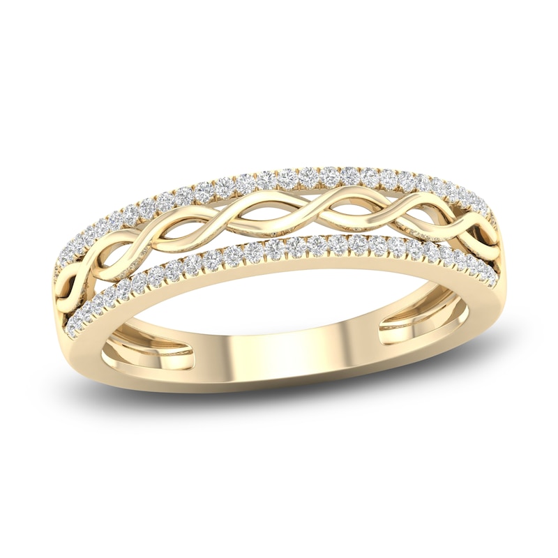 Main Image 1 of Diamond Twisted Wedding Band 1/8 ct tw Round 14K Yellow Gold