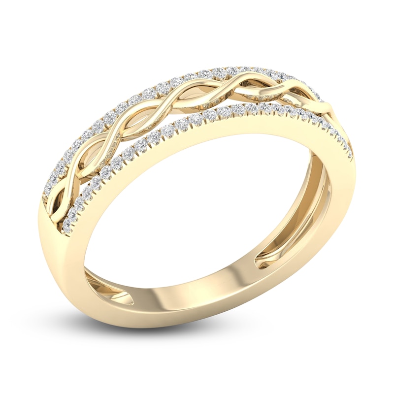 Main Image 2 of Diamond Twisted Wedding Band 1/8 ct tw Round 14K Yellow Gold