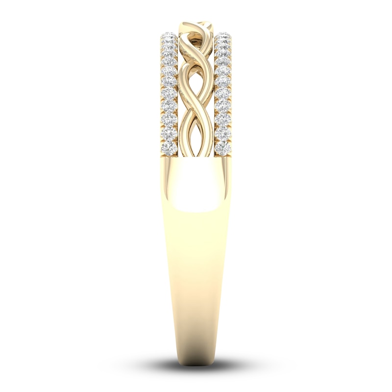 Main Image 3 of Diamond Twisted Wedding Band 1/8 ct tw Round 14K Yellow Gold